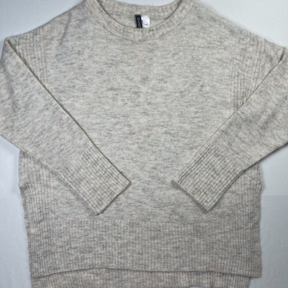 Divided by H&M Sweater Women's Large Gray Lined Crew Neck Long Sleeve High-Low